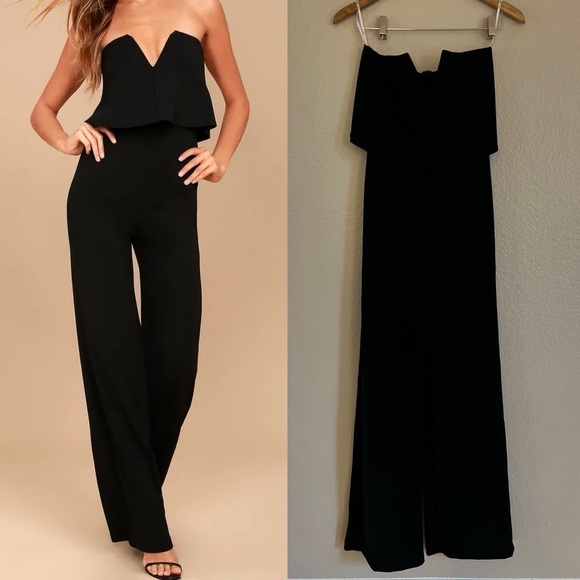 Power of Love Black Strapless Jumpsuit - Picture 1 of 7